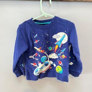 Mini Boden Glow in the Dark Space Themed Long Sleeve Sweatshirt 2-3Y 98cm Blue C